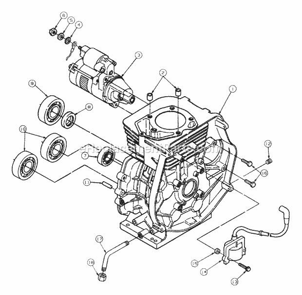 Cylinder Block And Engine Diagram and Parts List for 2146 13A-224F100 Cub Cadet Lawn Tractor